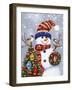 Snowman with Wreath-William Vanderdasson-Framed Giclee Print