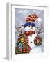 Snowman with Wreath-William Vanderdasson-Framed Giclee Print