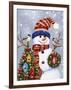 Snowman with Wreath-William Vanderdasson-Framed Giclee Print