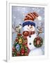 Snowman with Wreath-William Vanderdasson-Framed Giclee Print