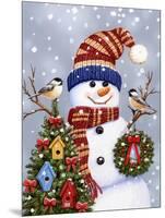 Snowman with Wreath-William Vanderdasson-Mounted Giclee Print