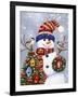 Snowman with Wreath-William Vanderdasson-Framed Giclee Print