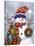 Snowman with Wreath-William Vanderdasson-Stretched Canvas