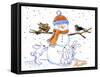 Snowman-Jennifer Zsolt-Framed Stretched Canvas