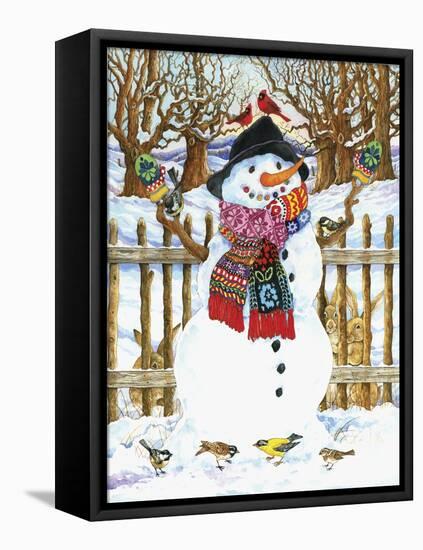 Snowman-Wendy Edelson-Framed Stretched Canvas