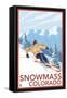 Snowmass, Colorado - Downhill Skier-Lantern Press-Framed Stretched Canvas