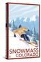 Snowmass, Colorado - Downhill Skier-Lantern Press-Stretched Canvas
