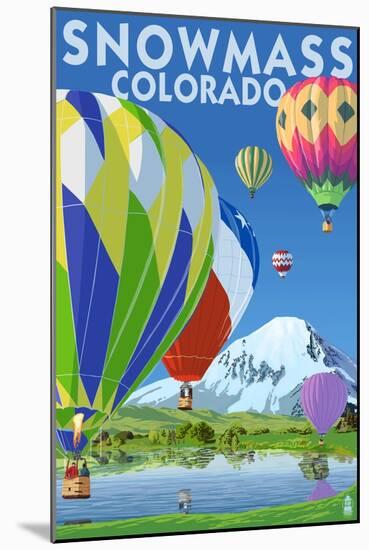 Snowmass, Colorado - Hot Air Balloons-Lantern Press-Mounted Art Print