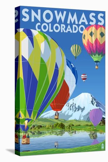 Snowmass, Colorado - Hot Air Balloons-Lantern Press-Stretched Canvas