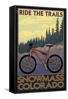 Snowmass, Colorado - Mountain Bike-Lantern Press-Framed Stretched Canvas