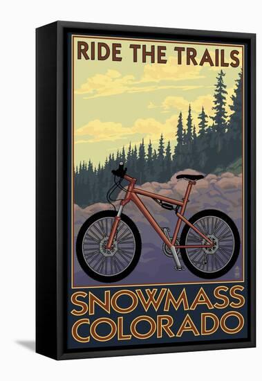 Snowmass, Colorado - Mountain Bike-Lantern Press-Framed Stretched Canvas