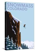 Snowmass, Colorado - Skier Jumping-Lantern Press-Stretched Canvas