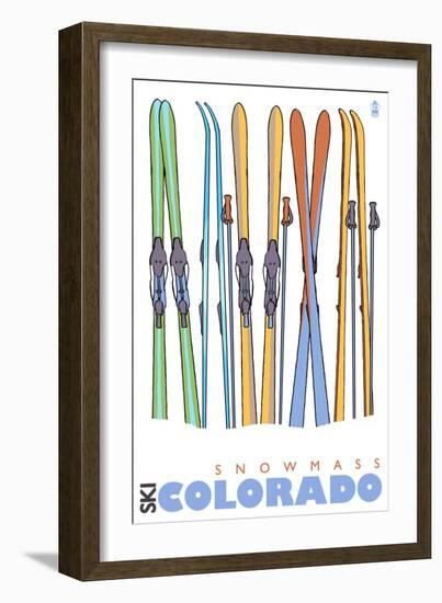 Snowmass, Colorado, Skis in the Snow-Lantern Press-Framed Art Print