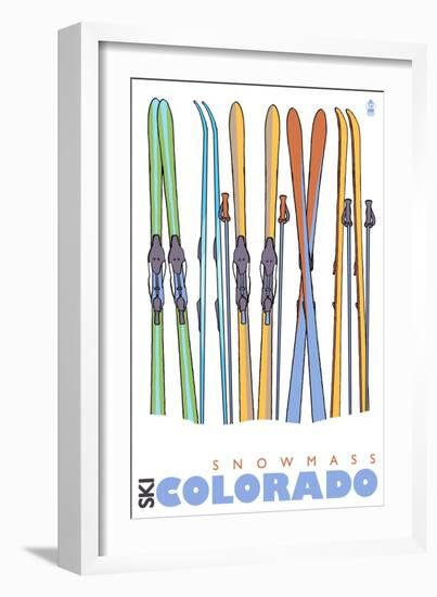 Snowmass, Colorado, Skis in the Snow-Lantern Press-Framed Art Print