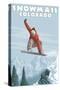 Snowmass, Colorado - Snowboarder Jumping-Lantern Press-Stretched Canvas