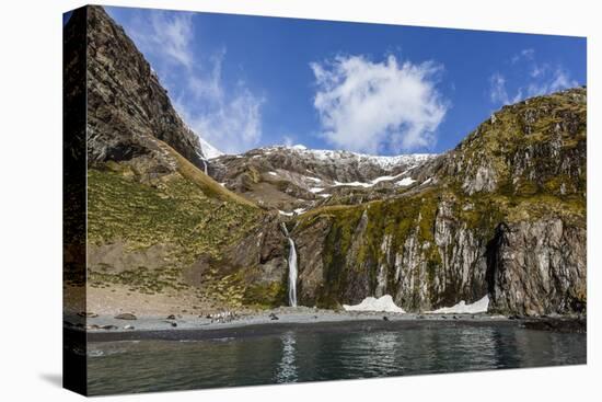 Snowmelt Waterfall in Hercules Bay, South Georgia, Polar Regions-Michael Nolan-Stretched Canvas