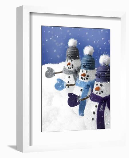 Snowmen in a Row-Gaetano-Framed Photographic Print