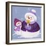 Snowmen in Purple with Candle-Beverly Johnston-Framed Giclee Print