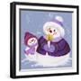 Snowmen in Purple with Candle-Beverly Johnston-Framed Giclee Print