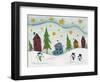 Snowmen in Town-Beverly Johnston-Framed Giclee Print