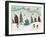 Snowmen in Town-Beverly Johnston-Framed Giclee Print