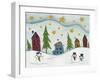 Snowmen in Town-Beverly Johnston-Framed Giclee Print