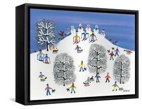 Snowmen on Pine Hill-Gordon Barker-Framed Stretched Canvas