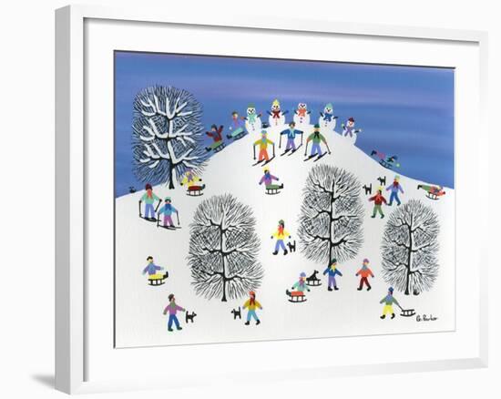 Snowmen on Pine Hill-Gordon Barker-Framed Giclee Print