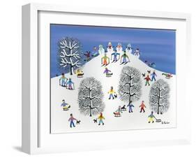 Snowmen on Pine Hill-Gordon Barker-Framed Giclee Print