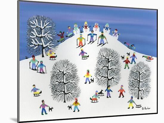 Snowmen on Pine Hill-Gordon Barker-Mounted Giclee Print