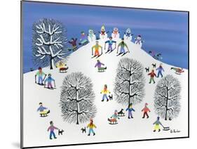Snowmen on Pine Hill-Gordon Barker-Mounted Giclee Print
