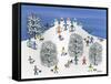 Snowmen on Pine Hill-Gordon Barker-Framed Stretched Canvas