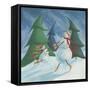Snowmen Spinning-Chantal Candon-Framed Stretched Canvas