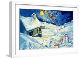 Snowmen Waving to Santa, 1995-David Cooke-Framed Giclee Print