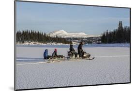 Snowmobile excursion on Lake Limingen Rorvik Norway Europe-ClickAlps-Mounted Photographic Print