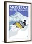 Snowmobile Scene - Montana Big Sky, c.2009-Lantern Press-Framed Art Print