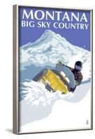 Snowmobile Scene - Montana Big Sky, c.2009-Lantern Press-Framed Art Print