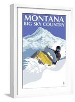 Snowmobile Scene - Montana Big Sky, c.2009-Lantern Press-Framed Art Print