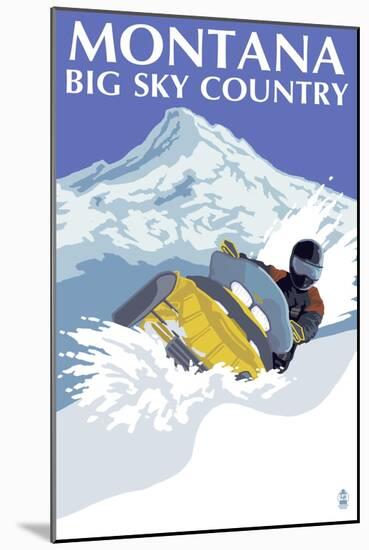 Snowmobile Scene - Montana Big Sky, c.2009-Lantern Press-Mounted Art Print