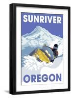 Snowmobile Scene - Sunriver, Oregon-Lantern Press-Framed Art Print