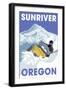Snowmobile Scene - Sunriver, Oregon-Lantern Press-Framed Art Print