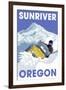 Snowmobile Scene - Sunriver, Oregon-Lantern Press-Framed Art Print