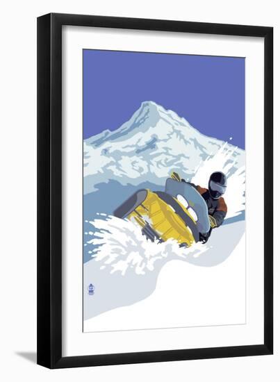 Snowmobile-Lantern Press-Framed Art Print