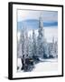 Snowmobilers in a Hoar Frosted Forest on Two Top Mountain, West Yellowstone, Montana, United States-Kimberly Walker-Framed Photographic Print