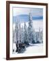 Snowmobilers in a Hoar Frosted Forest on Two Top Mountain, West Yellowstone, Montana, United States-Kimberly Walker-Framed Photographic Print