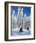 Snowmobilers Riding Through a Forest of Hoar Frosted Trees on Two Top Mountain, West Yellowstone, M-Kimberly Walker-Framed Photographic Print