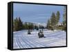 Snowmobiling in the Western Area of Yellowstone National Park, Montana, USA-Alison Wright-Framed Stretched Canvas