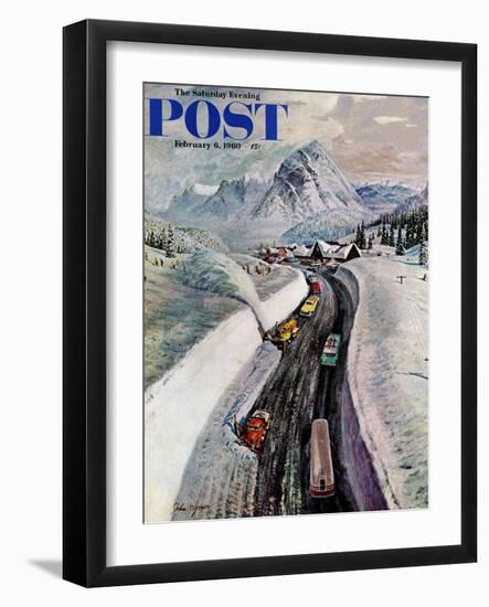 "Snowplows at Snoqualmie Pass," Saturday Evening Post Cover, February 6, 1960-John Clymer-Framed Giclee Print