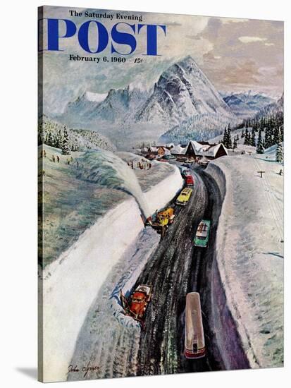 "Snowplows at Snoqualmie Pass," Saturday Evening Post Cover, February 6, 1960-John Clymer-Stretched Canvas