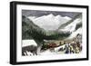 Snowsheds Protecting a Transcontinental Railroad Train in the Sierra Nevada Mountains-null-Framed Giclee Print